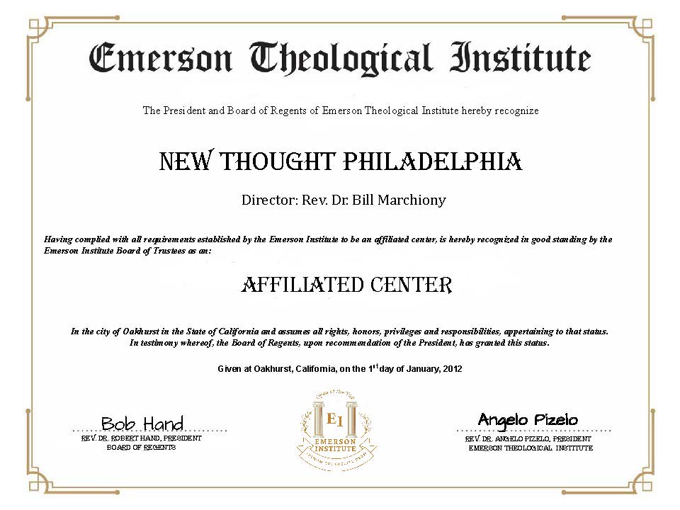 Emerson Institute Affiliate Certificate